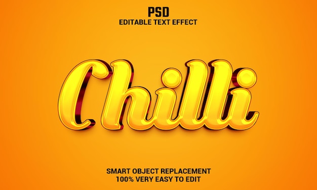 Chilli 3d editable text effect with background Premium Psd
