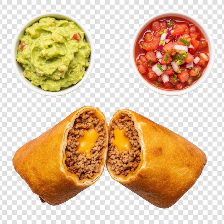 PSD chimichanga z guacamole i salsa