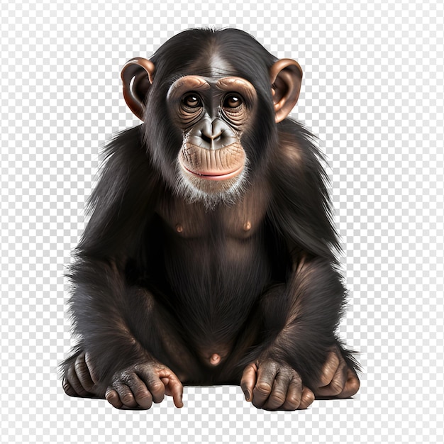 PSD chimpanzee isolated on transparent background generative ai