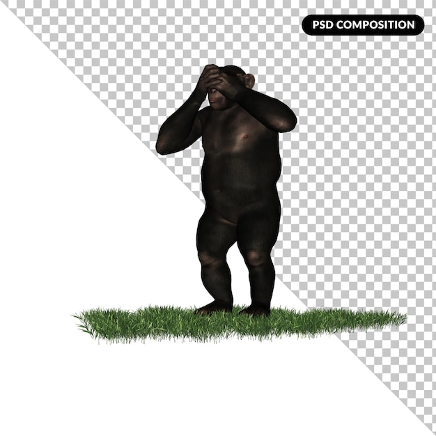 PSD chimpanzee zoo animal isolated 3d rendering