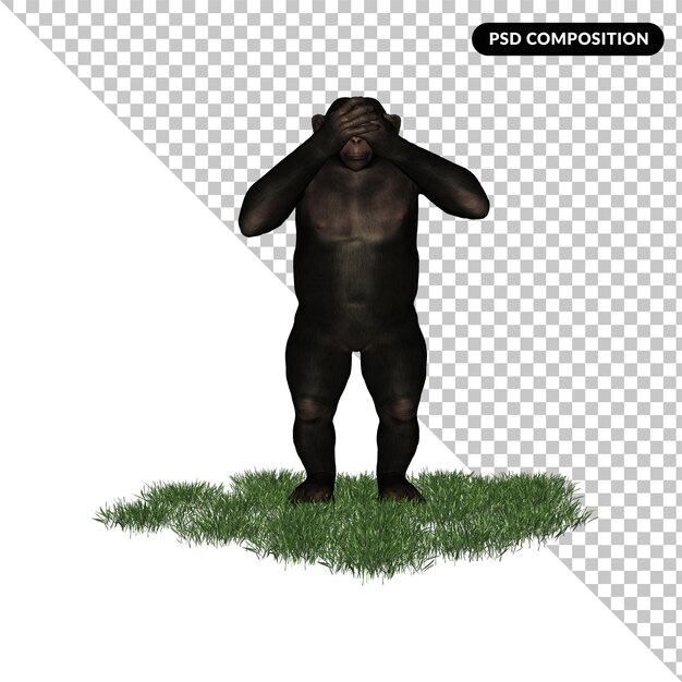 PSD chimpanzee zoo animal isolated 3d rendering