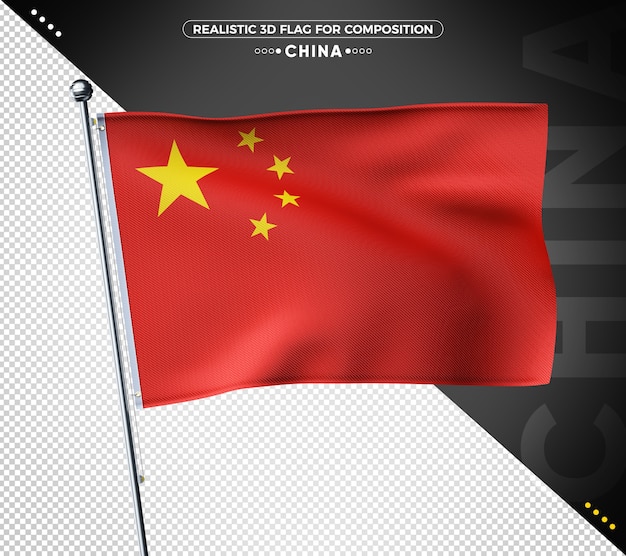 PSD china 3d flag with realistic texture