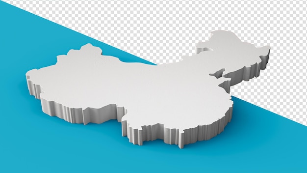 PSD china 3d map geography cartography and topology sea blue surface 3d illustration