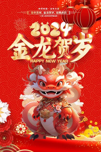 PSD china dragon year 2024 lunar calendar psd