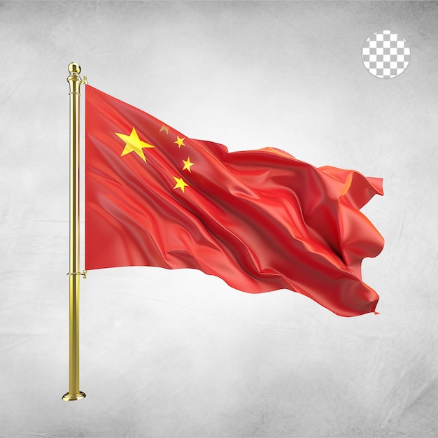 PSD china waving flag isolated on transparent background