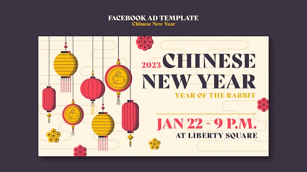 PSD chinees nieuwjaarsviering facebook sjabloon