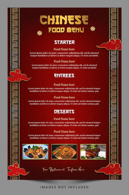 Chinees voedselmenu voor chinese restaurantpromotie of post op sociale media