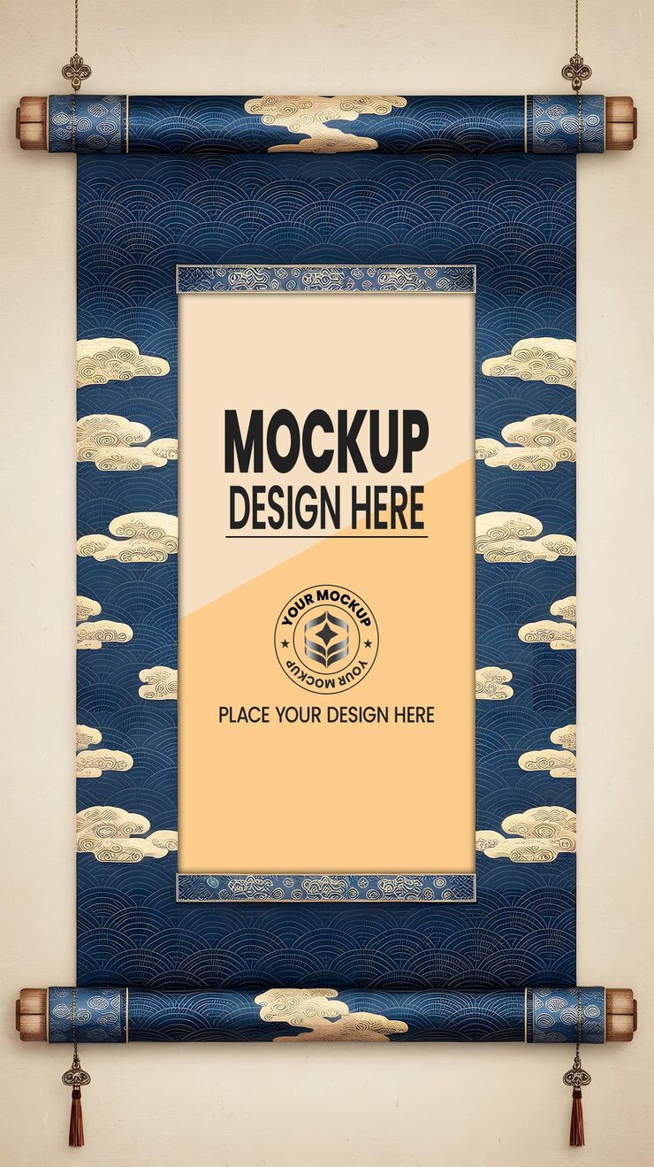 Chines old style frame vintage mockup