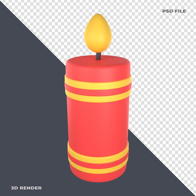 Chinese Candle 3D Illustration Rendered on transparent background