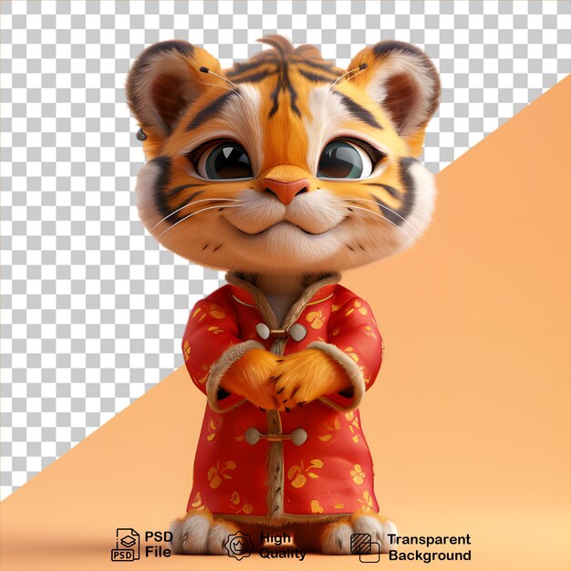 PSD chinese character tiger isolated on transparent background include png file