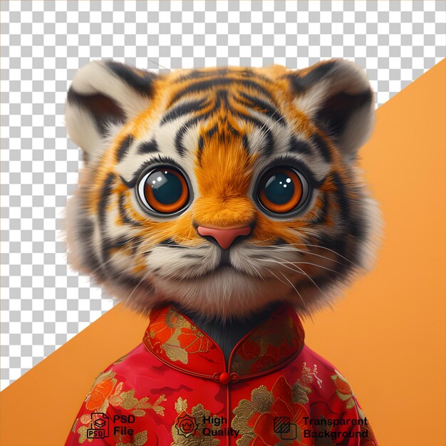 PSD chinese character tiger isolated on transparent background include png file