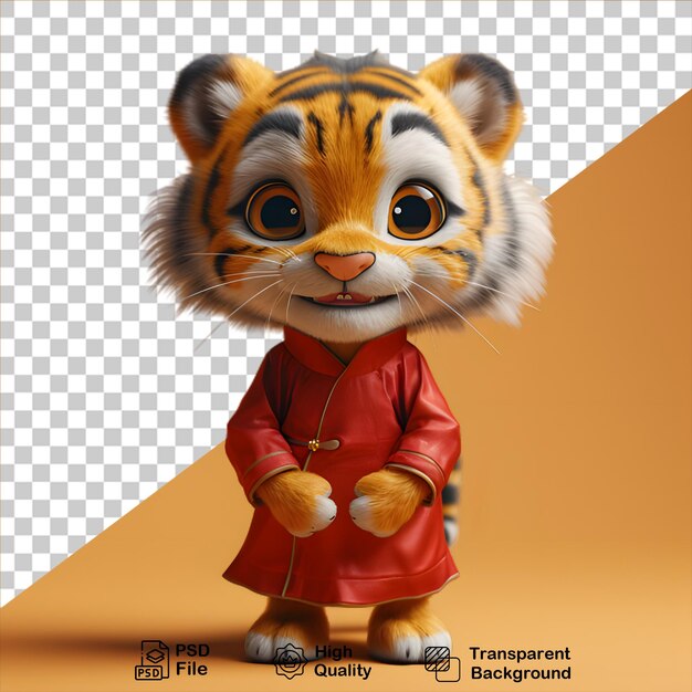 PSD chinese character tiger isolated on transparent background include png file