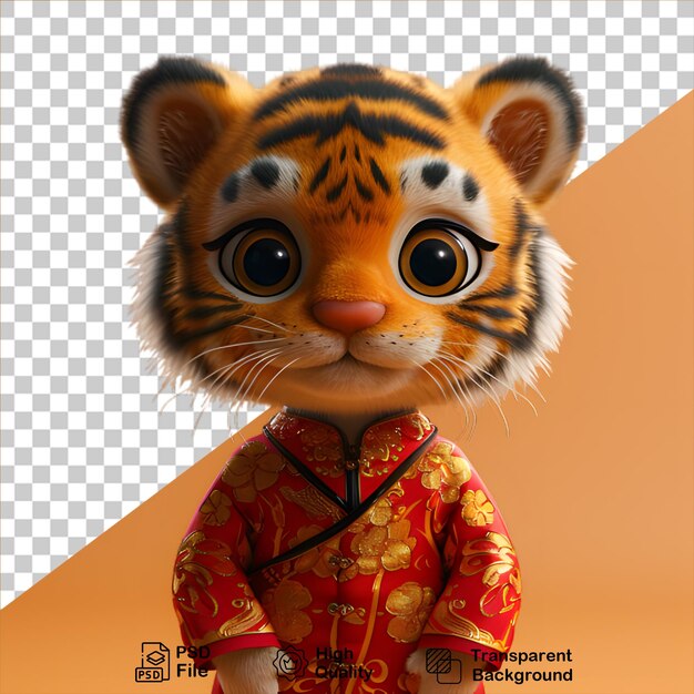 PSD chinese character tiger isolated on transparent background include png file