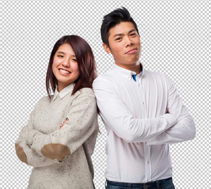 PSD chinese couple joking