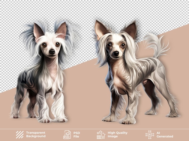 PSD chinese crested dog standing isolated on transparent background