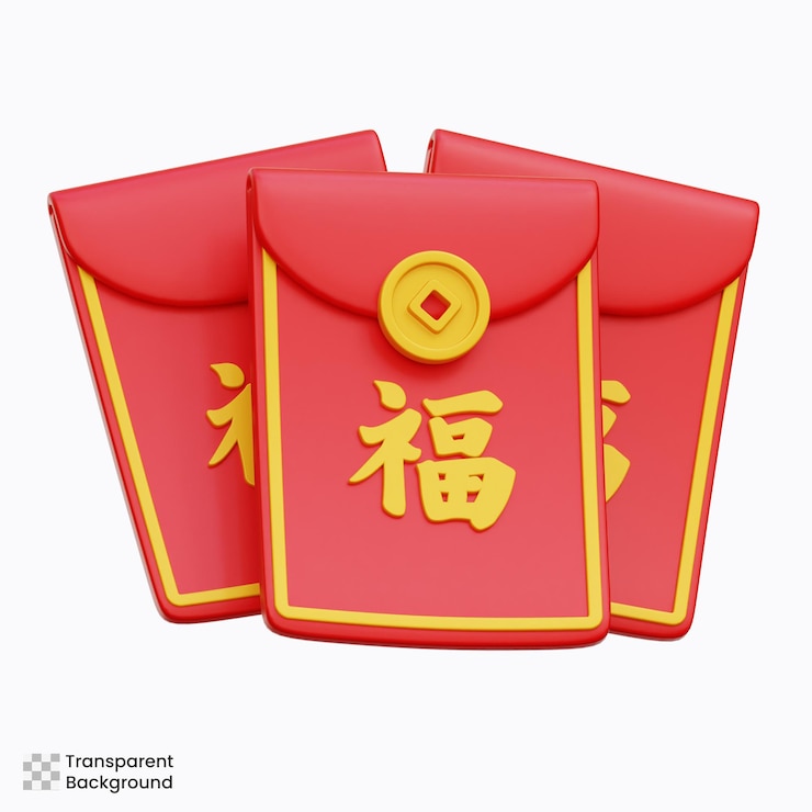 PSD chinese envelope 3d illustration