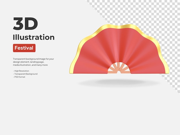 Chinese fan icon chinese new year symbol 3d render illustration
