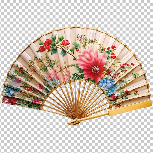 PSD chinese folding fan isolated on transparent background