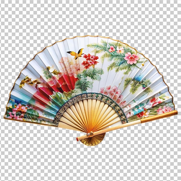 PSD chinese folding fan isolated on transparent background