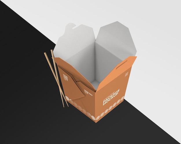 PSD chinese food box packaging mockupchinese food box mockup designchinese food package mockup scene