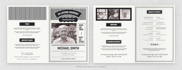 Chinese Funeral Bi Fold Card Template in PSD Modern Style