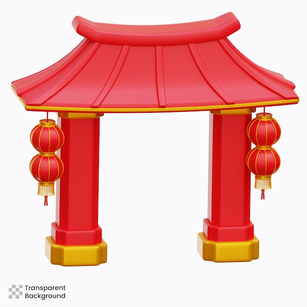 PSD chinese gate 3d illustration