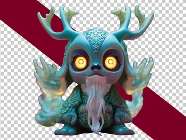 PSD a chinese ghost with antlers on its head and big eyes