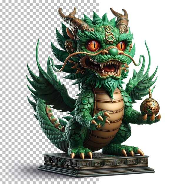 Chinese green dragon ancient statue