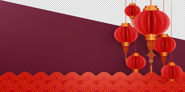 PSD chinese happy new year design in 3d rendering