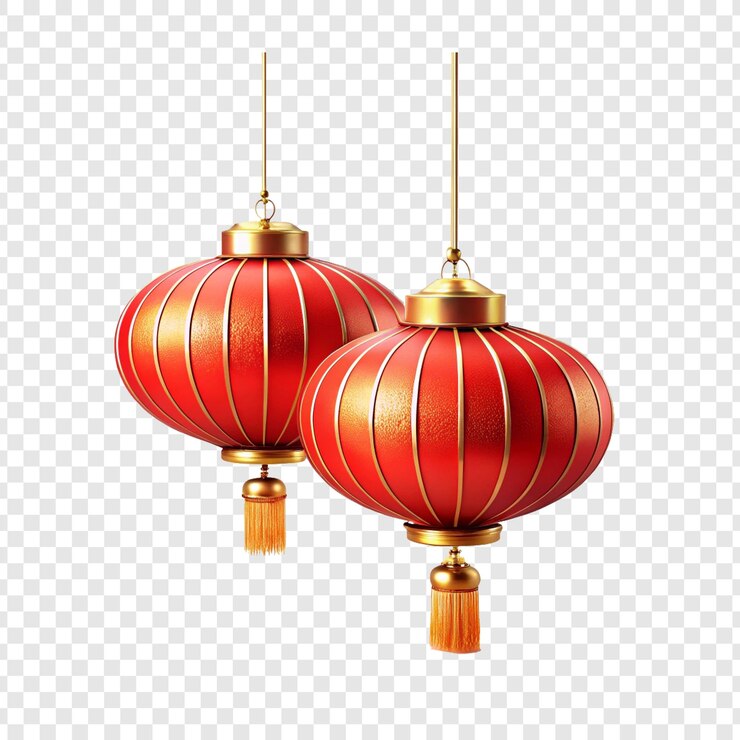 PSD a chinese lanterns hanging isolated on a transparent background