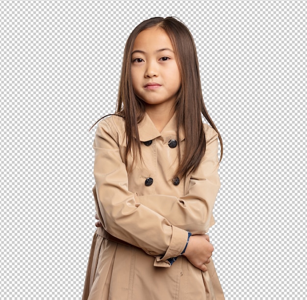 PSD chinese little girl crossing arms