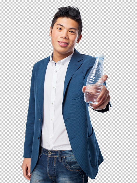 Chinese man holding water