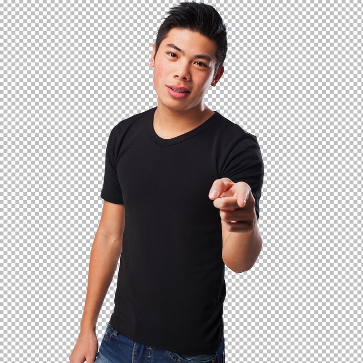 PSD chinese man pointing front