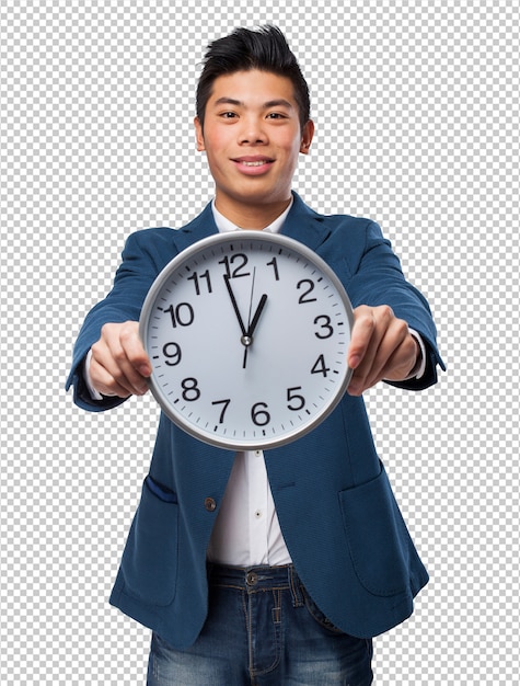 Chinese man with clock