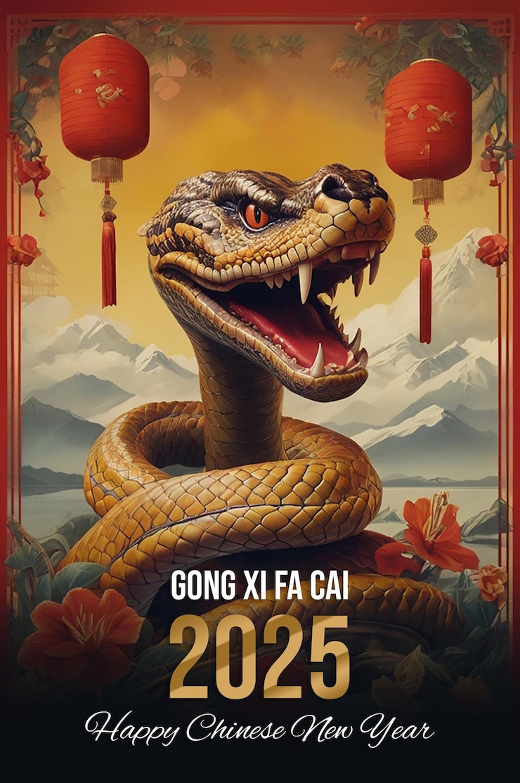 PSD chinese new year 2025 backgroundyear of the snake
