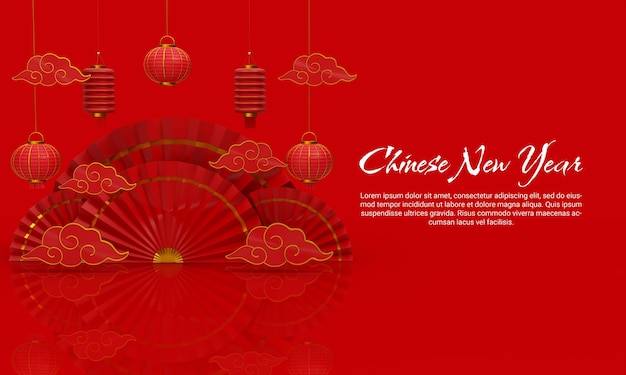 PSD chinese new year celebration background with 3d