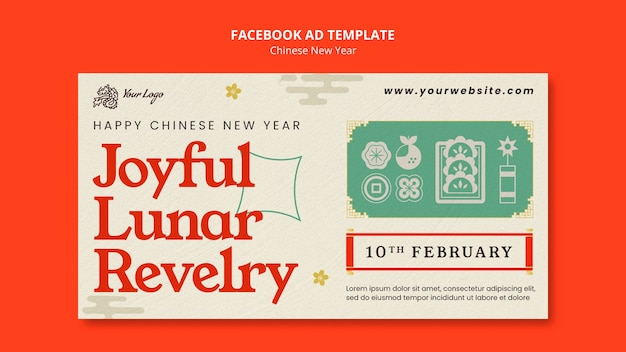 Chinese new year celebration facebook template