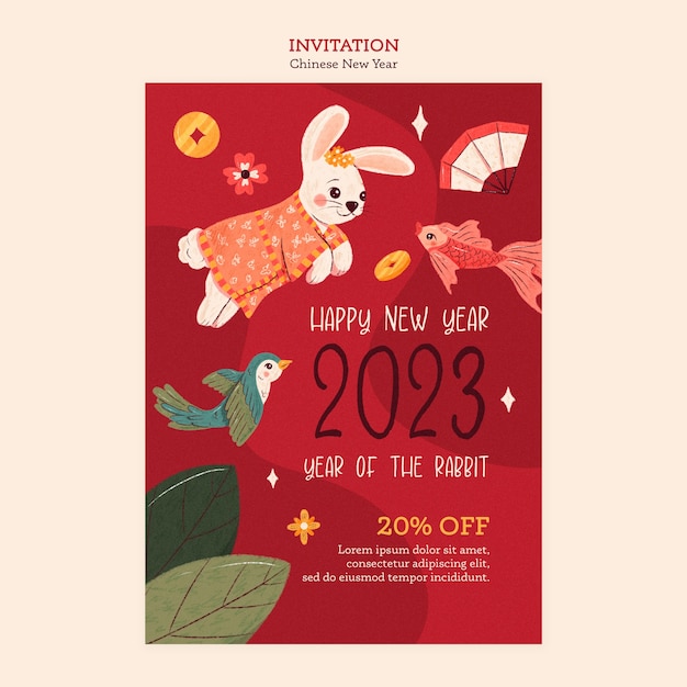 PSD chinese new year celebration invitation template