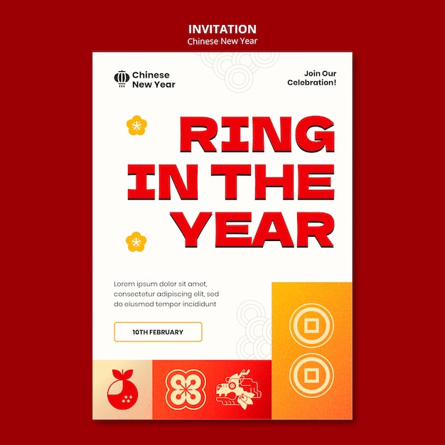 PSD chinese new year celebration invitation template