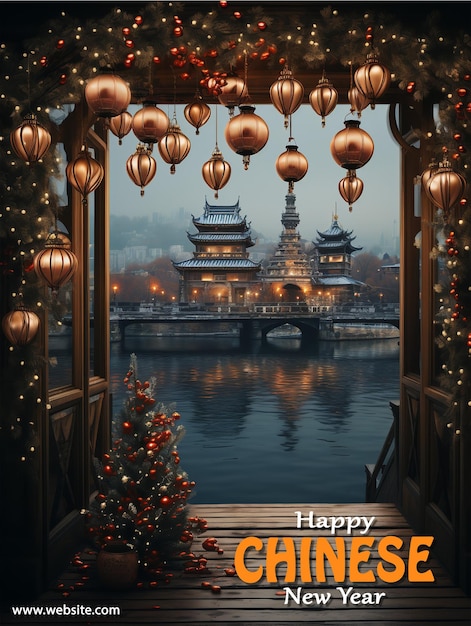 PSD poster per la celebrazione del capodanno cinese