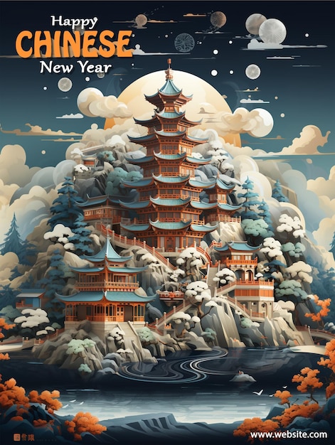 PSD chinese new year celebration poster