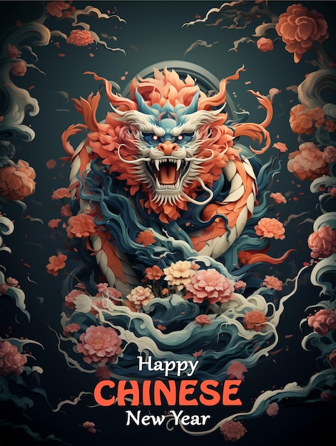중국 새해 축하 포스터