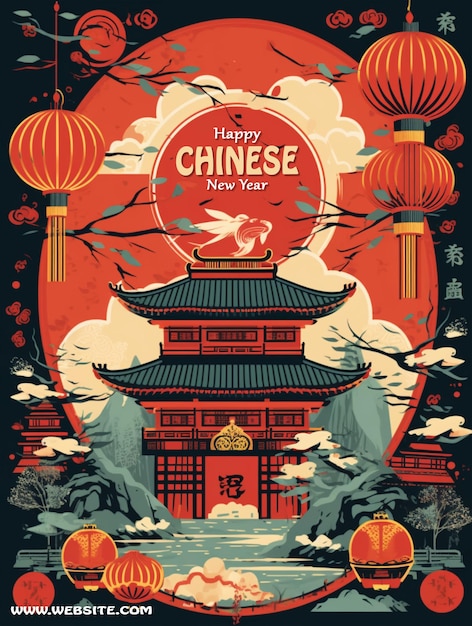 PSD 중국 새해 축하 포스터