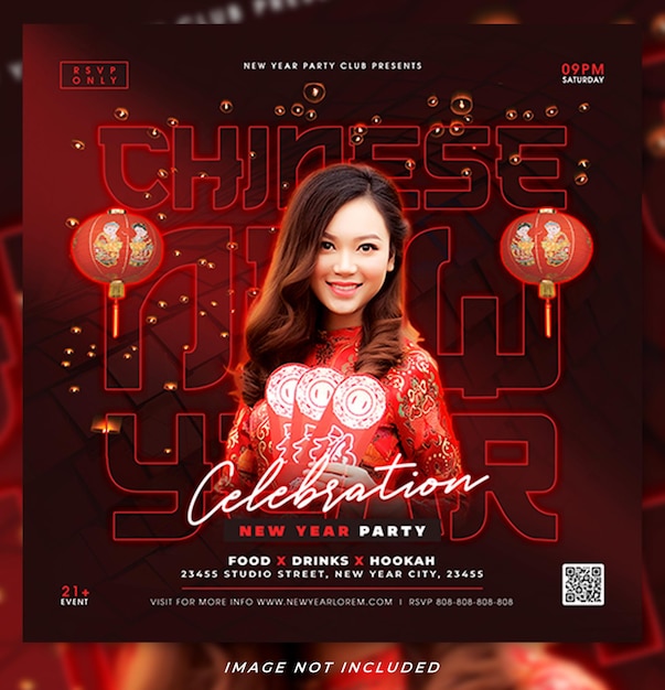 Chinese new year celebration social media post or flyer template