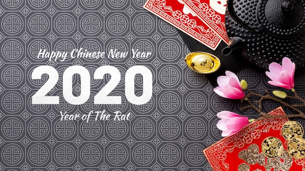 PSD chinese new year concept with mock-up