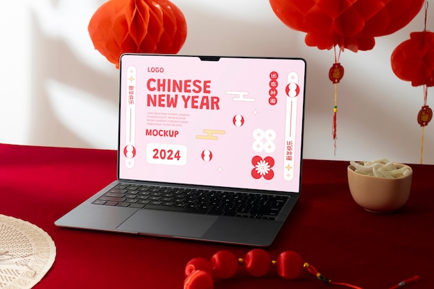 PSD chinese new year device mockup