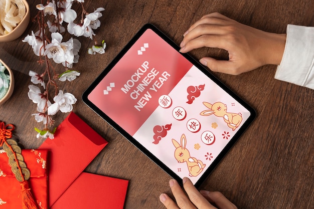 PSD chinese new year device mockup