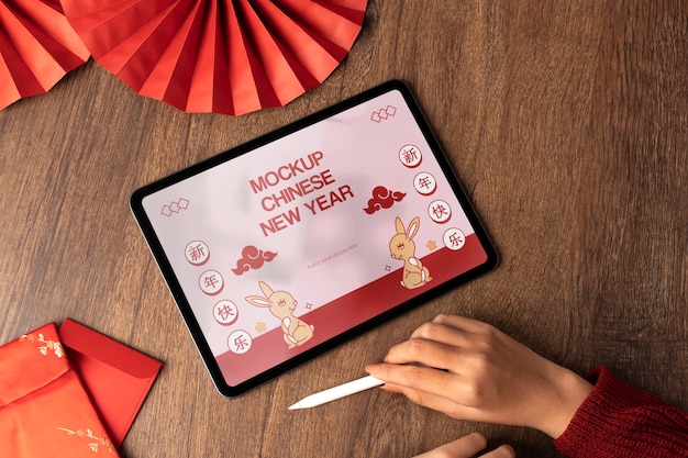 PSD chinese new year device mockup