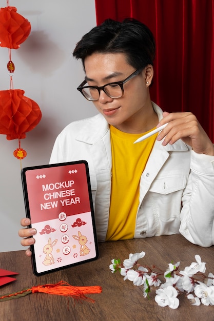 PSD chinese new year device mockup