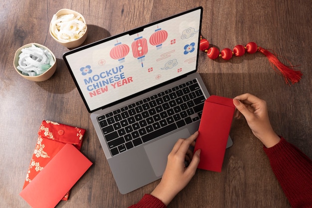 PSD chinese new year device mockup